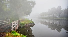De vliet  in mist gehuld van Michel Groen