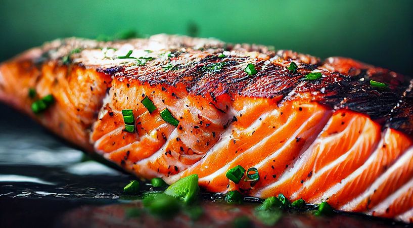 Panorama gegrilltes Lachssteak Illustration von Animaflora PicsStock