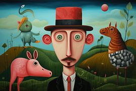 Man with fantasy animals by Ton Kuijpers