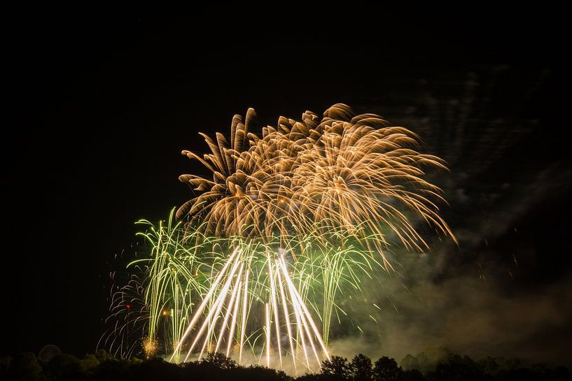 Fantastic giant fireworks display with big party by adventure-photos