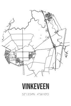 Vinkeveen (Utrecht) | Landkaart | Zwart-wit van MijnStadsPoster