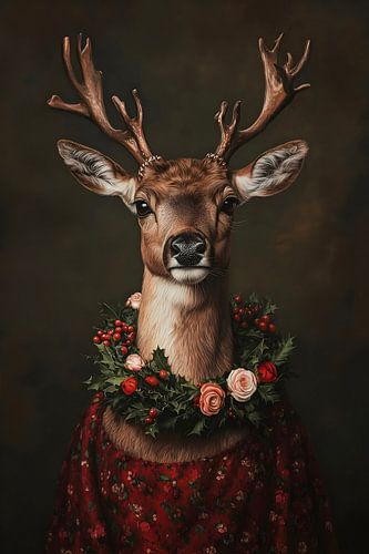Portrait de Noël chic d'un cerf