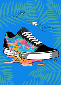 Schmelzender Sneaker auf Tropical Drip.