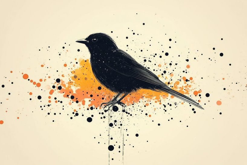 Bird in Ink Flight against Fire of Silence by Eva Lee