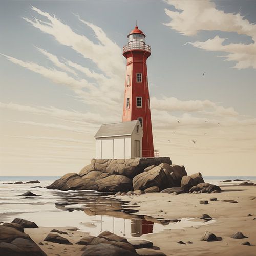 Vuurtoren rood zachte kleuren