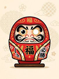 Lucky Daruma Japanese Doll by Bovi Okta