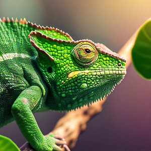 grüner Leguan auf einem Ast, Illustration 02