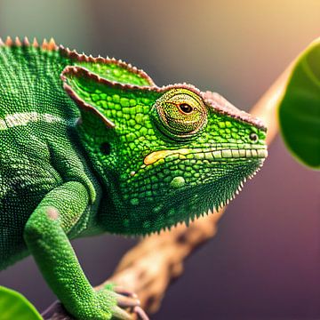 green iguana on a branch, illustration 02 by Animaflora PicsStock
