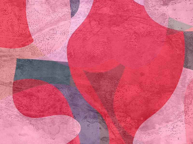 Abstrakte Formen in warmem Rot, Rosa und Violett von Dina Dankers