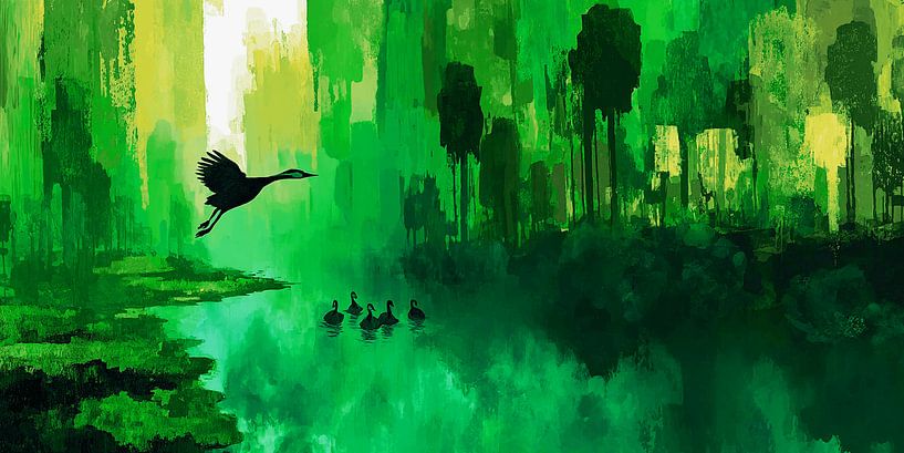 Grüne Stille am Fluss von Karina Brouwer
