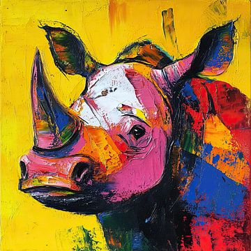 Tête de rhinocéros colorée sur La collection ARTEO