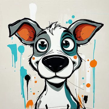 Cheeky dog - Modern urban art cartoon illustration by Wandbilder-Shop