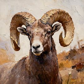 Wildlife - Untamed Grace - Bighorn Sheep 3 by Johannas Art Creations