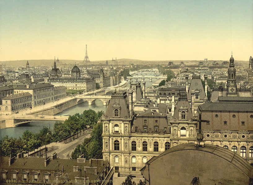 Panorama of the seven bridges, Paris von Vintage Afbeeldingen