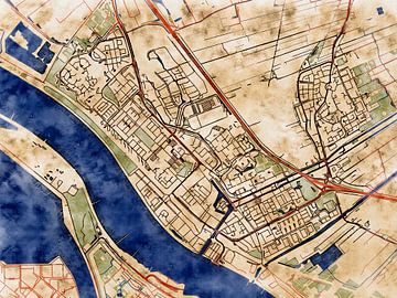 Map of Maassluis with the style 'Serene Summer' by Maporia