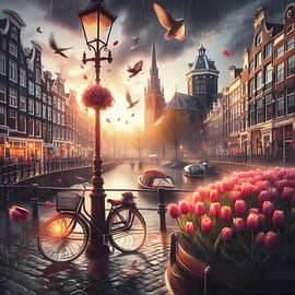 Amsterdam rain by Tatjana Korneeva