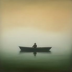 Fisherman in fishing boat by renato daub