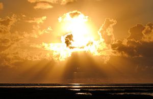 Sunset at the Wadden Sea van Martijn Schornagel