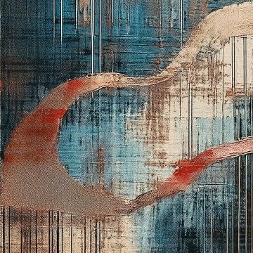 Design abstrait moderne. Structures en bleu pétrole et en terre cuite chaude. sur Studio Pieternel