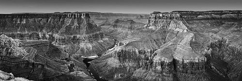 Panorama Confluence Point, Grand Canyon in Zwart-Wit