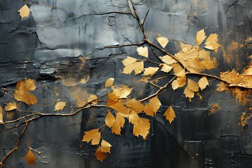 Golden leaves by Digitale Schilderijen