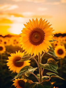 Sonnenblume im goldenen Abendlicht
