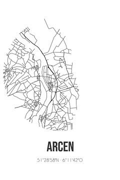 Arcen (Limburg) | Landkaart | Zwart-wit van MijnStadsPoster