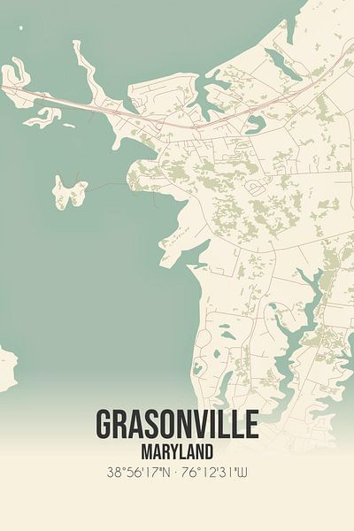 Vintage map of Grasonville (Maryland), USA. by Prints of Place