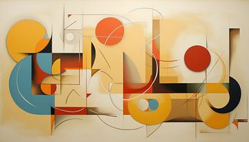 Abstract shapes panorama light brown by TheXclusive Art