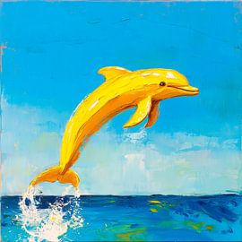 Saut d'un dauphin jaune sur Poster Art Shop