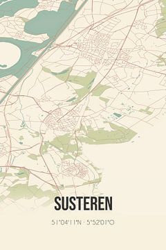 Vintage landkaart van Susteren (Limburg) van Rezona