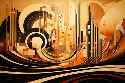 Landscape surreal abstract and bizarre in art deco style