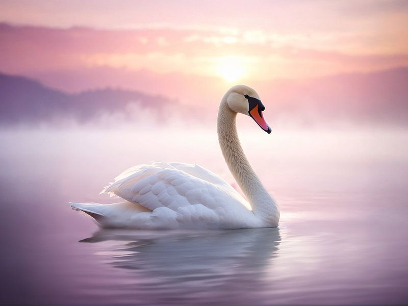 De zwaan en de stille symfonie van de ochtend - De zwaan en de stille symfonie van de ochtend van Christina Bauer Photos