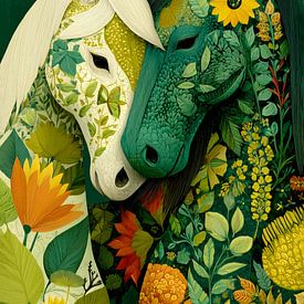 Florale Paarden van Preet Lambon