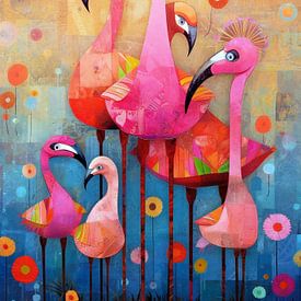 Flamingo Familie van Jacky