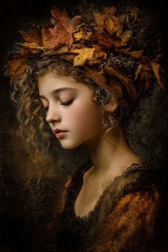 Leaf Wreath – Dreamy Painting in Brown and Gold
