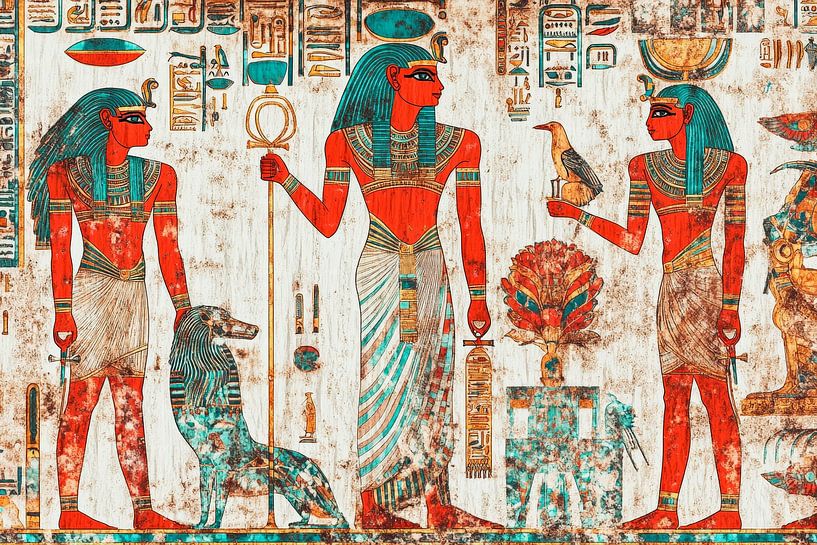 Egyptian depiction of gods - Coloured by Poster Art Shop