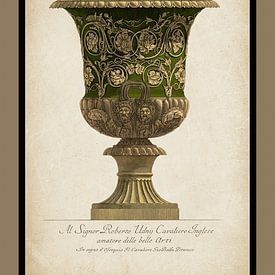 Antique Ornamental Vase in Green - Engraving - Piranesi by Behindthegray