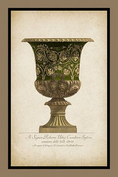 Antique Ornamental Vase in Green - Engraving - Piranesi by Behindthegray