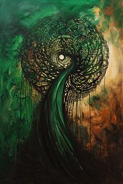 Abstrakter Baum im smaragdgrünen Licht von artefacti