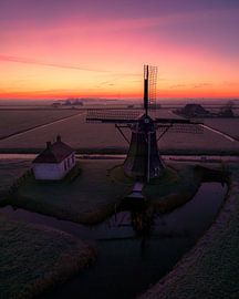 Colours of the Morning at the Polder Mill by Ewold Kooistra