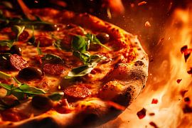 Fire-roasted pizza with fresh herbs by Poster Art Shop