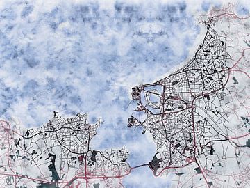 Carte de Saint-Malo avec le style 'White Winter' sur Maporia