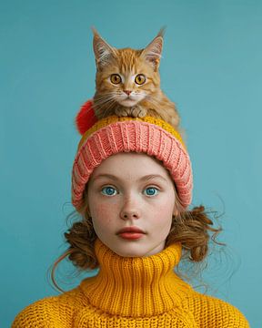 Portrait coloré "Cat love&quot ; sur Studio Allee