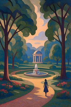 Romantisch park in boho stijl illustratie. van Johannes