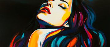 Jeux de couleurs d'une femme rêveuse sur Poster Art Shop