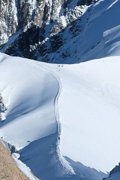 Skier-mountaineers in classic chrome, Mont Blanc range. by Hozho Naasha