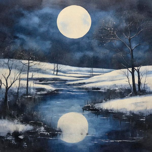 Mystic Moon Winter Landscape Scenery by Andrea Haase