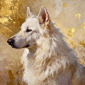 White Swiss Shepherd dog 3 by Johannas Art Creations