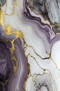 Marbre violet or blanc et noir sur Digitale Schilderijen